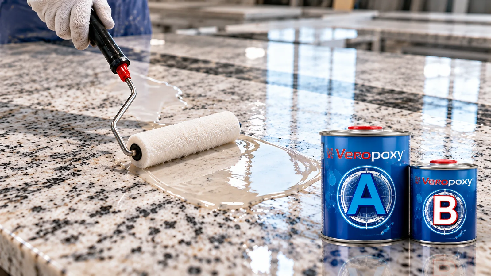 Light granite epoxy color enhancement application