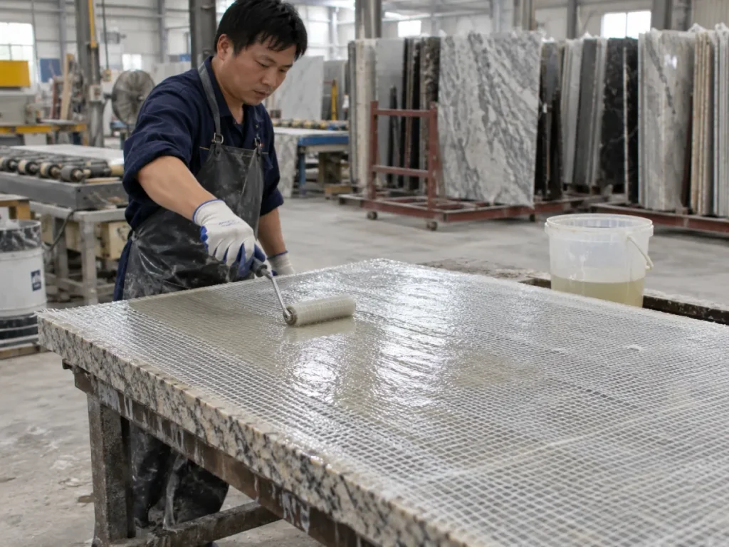 Epoxy resin curing time during stone processing in a professional factory