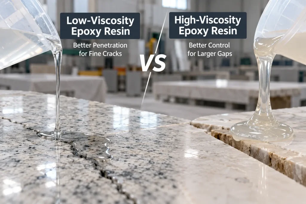 Low-viscosity and high-viscosity epoxy resin compared for different stone processing applications
